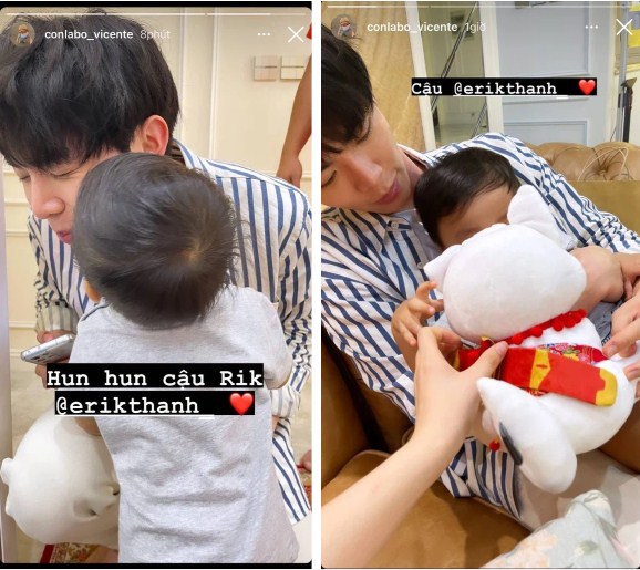 Erik cũng được bé Bo nhà Hòa Minzy vô cùng yêu quý. Ảnh: FBNV Erik cũng được bé Bo nhà Hòa Minzy vô cùng yêu quý. Ảnh: FBNV