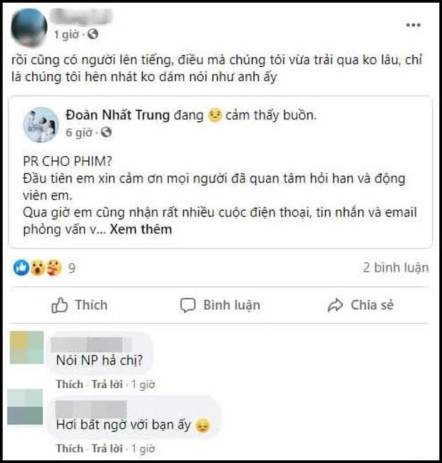 Chia sẻ của một người trong đoàn làm phim Song Song. Ảnh: FB