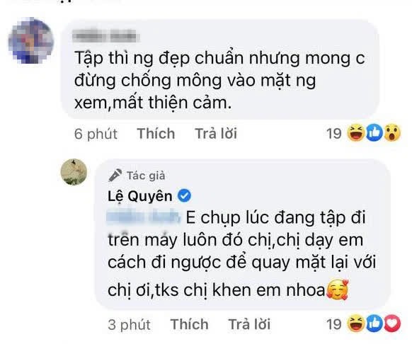 'Nữ hoàng phòng trà' khéo léo đáp lại lời góp ý không mấy hay ho về mình. Ảnh: FB 'Nữ hoàng phòng trà' khéo léo đáp lại lời góp ý không mấy hay ho về mình. Ảnh: FB