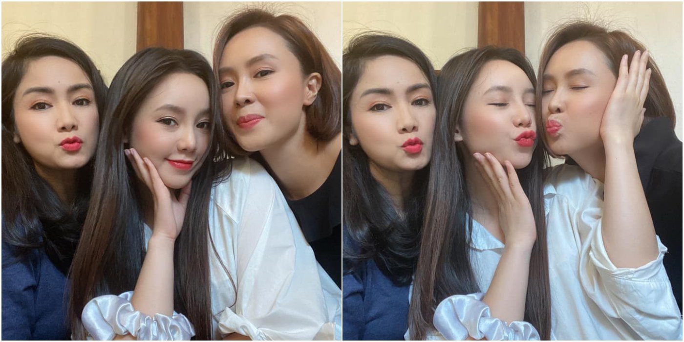 Đọ sắc cùng hậu bối kém nhiều tuổi, NSND Thu Hà vẫn vô cùng trẻ trung. Ảnh: FBNV