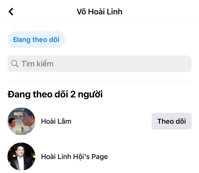 Nhưng nam danh hài chỉ theo dõi duy nhất con nuôi Hoài Lâm. Ảnh: FBNV Nhưng nam danh hài chỉ theo dõi duy nhất con nuôi Hoài Lâm. Ảnh: FBNV