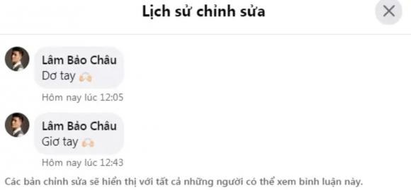 Lâm Bảo Châu yêu Lệ Quyên đến mức bối rối, chỉnh sửa đi chỉnh sửa lại lỗi chính tả. Ảnh FBNV Lâm Bảo Châu yêu Lệ Quyên đến mức bối rối, chỉnh sửa đi chỉnh sửa lại lỗi chính tả. Ảnh FBNV