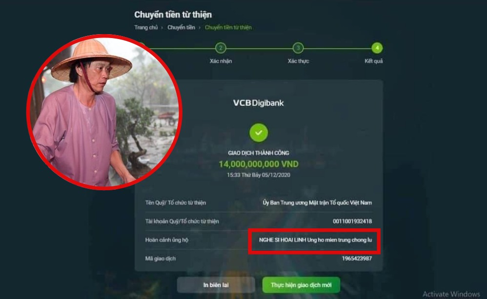 Hình ảnh chuyển khoản được cho là sản phẩm của cắt ghép. Ảnh: Internet