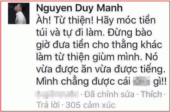 Duy Mạnh trong quá khứ cũng đã chia sẻ thẳng thắn về quan điểm nghệ sĩ kêu gọi từ thiện. Ảnh: Chụp màn hình Duy Mạnh trong quá khứ cũng đã chia sẻ thẳng thắn về quan điểm nghệ sĩ kêu gọi từ thiện. Ảnh: Chụp màn hình