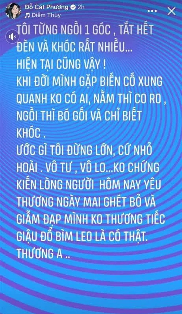 Chia sẻ đáng chú ý của Cát Phượng vào nửa đêm. Ảnh: Internet Chia sẻ đáng chú ý của Cát Phượng vào nửa đêm. Ảnh: Internet