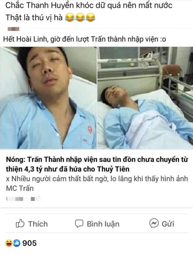 Xuất hiện bài viết cho biết Trấn Thành nhập viện giữa ồn ào. Ảnh: Internet Xuất hiện bài viết cho biết Trấn Thành nhập viện giữa ồn ào. Ảnh: Internet