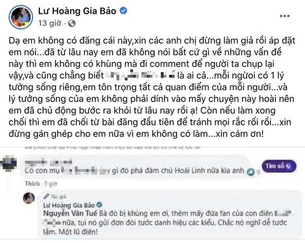 Thực hư về dòng bình luận thóa mạ bà Phương Hằng của con nuôi Hoài Linh 2 Thực hư về dòng bình luận thóa mạ bà Phương Hằng của con nuôi Hoài Linh 2