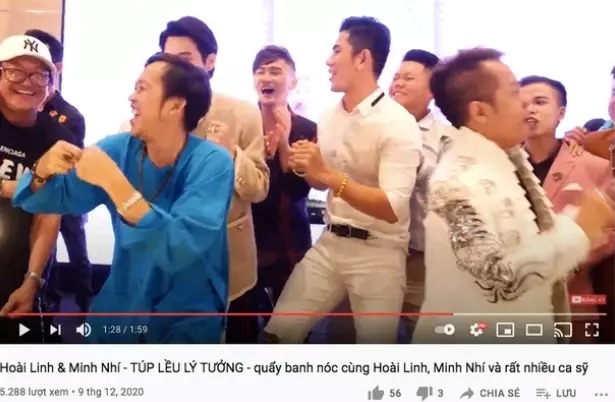 Một kênh Youtube khác đăng tải đoạn video Hoài Linh nhảy vào ngày 9/12. Ảnh: Chụp màn hình Một kênh Youtube khác đăng tải đoạn video Hoài Linh nhảy vào ngày 9/12. Ảnh: Chụp màn hình