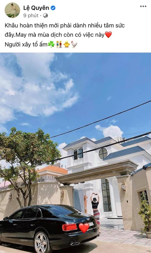 Lệ Quyên vừa qua đã hoàn thành việc xây dựng căn biệt thự mới. Ảnh: FBNV Lệ Quyên vừa qua đã hoàn thành việc xây dựng căn biệt thự mới. Ảnh: FBNV