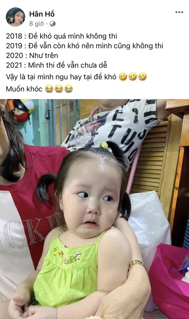 Hân Hồ đưa ra lời giải thích về việc nhiều lần hoãn thi THPT. Ảnh: FBNV Hân Hồ đưa ra lời giải thích về việc nhiều lần hoãn thi THPT. Ảnh: FBNV