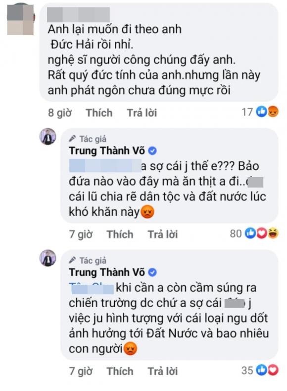 Dân mạng phản ứng về bài đăng của Thành Trung. Ảnh: FBNV Dân mạng phản ứng về bài đăng của Thành Trung. Ảnh: FBNV
