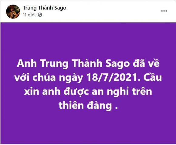 Showbiz Việt nhận tin dữ khi nghệ sĩ Trung Thành qua đời vì Covid-19 2 Showbiz Việt nhận tin dữ khi nghệ sĩ Trung Thành qua đời vì Covid-19 2
