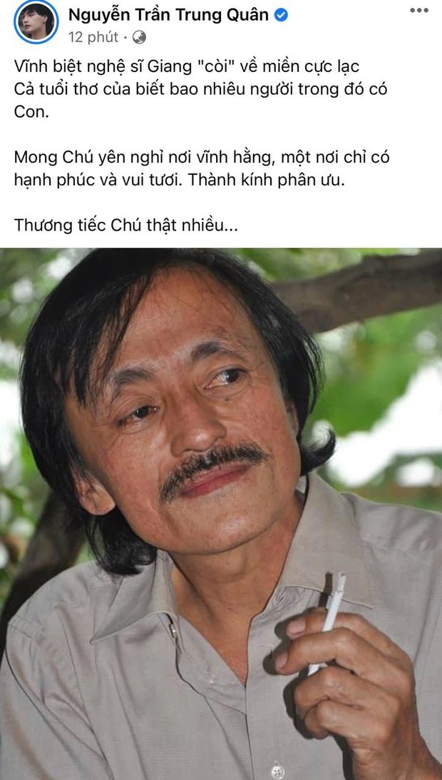 Nghệ sĩ Trà My đau xót báo tin buồn; Tự Long, Thảo Vân và loạt sao Việt nghẹn ngào nói lời tiễn biệt NS Giang Còi - Ảnh 3 Nghệ sĩ Trà My đau xót báo tin buồn; Tự Long, Thảo Vân và loạt sao Việt nghẹn ngào nói lời tiễn biệt NS Giang Còi - Ảnh 3