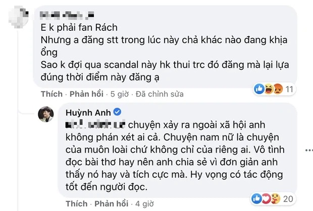 Huynh Anh به عادت جک برای معاشقه در سر و صدا اشاره کرد و مردم گفتند: 