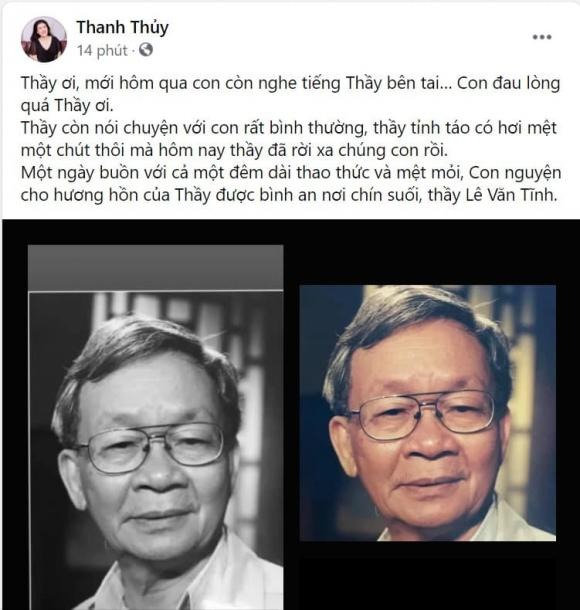 NS Thanh Thủy cũng òa khóc. Ảnh: FBNV NS Thanh Thủy cũng òa khóc. Ảnh: FBNV