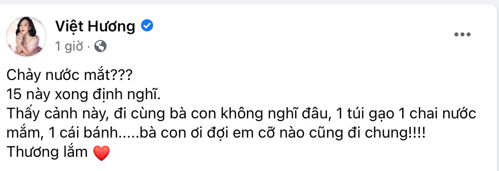 Việt Hương rơi nước mắt khi nhìn thấy hình ảnh này và quyết tâm tiếp tục hành trình từ thiện. Ảnh: FBNV
