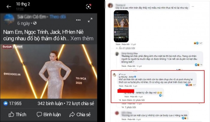 Lý Nhã Kỳ bị một CDM phàn nàn chuyện nhan sắc. Ảnh: FBNV