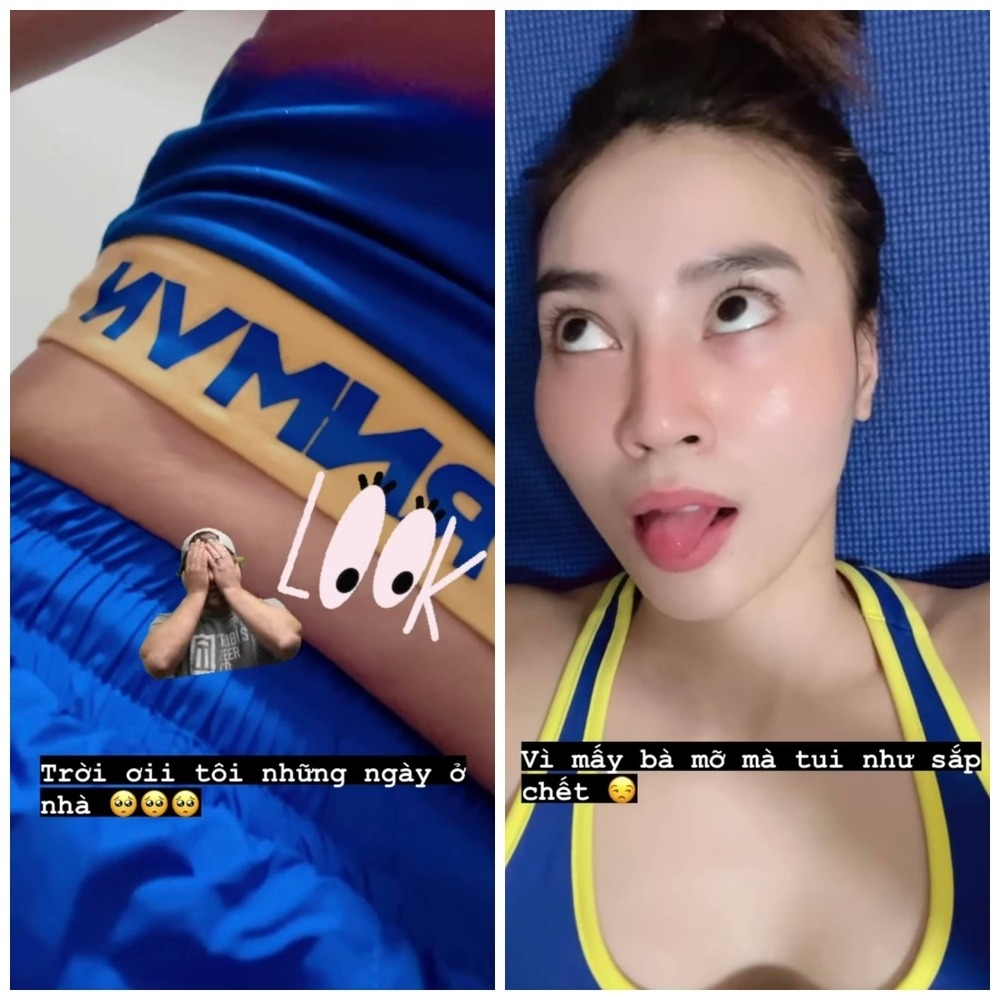 Ninh Dương Lan Ngọc than thở vì vòng eo ngấn mỡ. Ảnh: FBNV