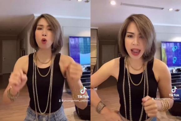 Vợ Mạnh Trường hài hước trong đoạn video 'khoe của'. Ảnh: Chụp màn hình