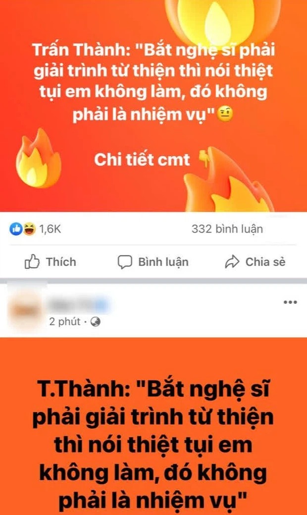 Câu nói của Trấn Thành giờ đây bị CDM đào xới lại. Ảnh: FB Câu nói của Trấn Thành giờ đây bị CDM đào xới lại. Ảnh: FB