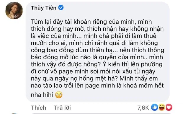 Đây chính là 'bản gốc' lời bình luận của Thủy Tiên. Ảnh: FBNV Đây chính là 'bản gốc' lời bình luận của Thủy Tiên. Ảnh: FBNV