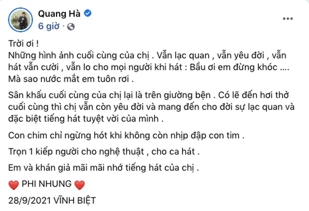 Khoảnh khắc trên giường bệnh của Phi Nhung trước khi qua đời: Nghêu ngao cất tiếng hát, tinh thần đầy lạc quan 2 Khoảnh khắc trên giường bệnh của Phi Nhung trước khi qua đời: Nghêu ngao cất tiếng hát, tinh thần đầy lạc quan 2