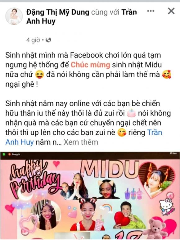 Midu đón tuổi mới trong thời điểm dịch bệnh. Ảnh: FBNV Midu đón tuổi mới trong thời điểm dịch bệnh. Ảnh: FBNV