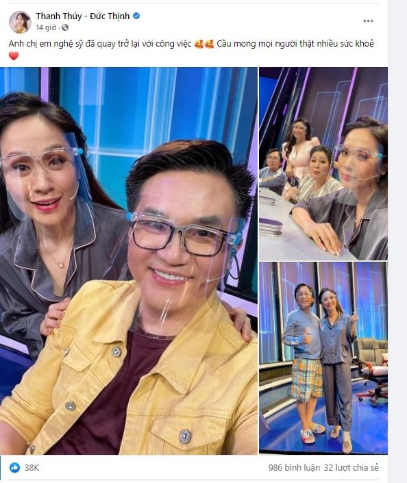 NS Hồng Vân đã trở lại ghi hình cùng các đồng nghiệp. Ảnh: FBNV