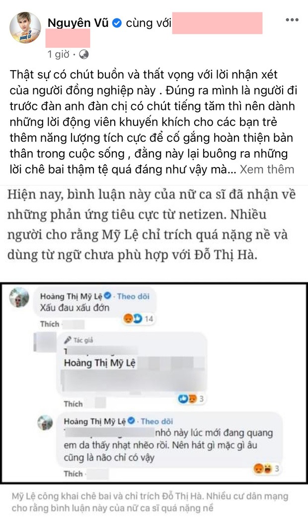 Nguyên Vũ chỉ thẳng đàn chị vì câu nói thiếu tôn trọng nhan sắc Việt. Ảnh: FBNV Nguyên Vũ chỉ thẳng đàn chị vì câu nói thiếu tôn trọng nhan sắc Việt. Ảnh: FBNV