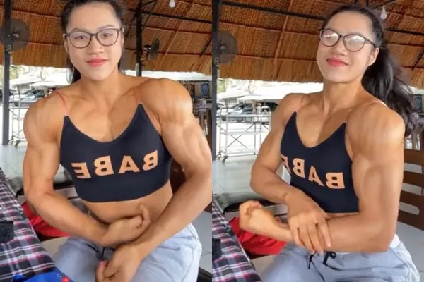 Hình thể và gương mặt đối lập nhau của Trần Ny khiến dân tình không khỏi chú ý. Ảnh: Chụp màn hình