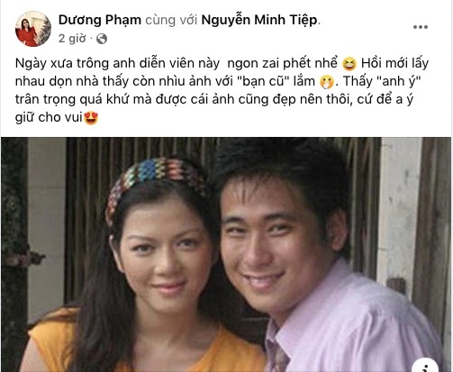 Chia sẻ của bà xã Minh Tiệp giữa lúc nam diễn viên bị khơi lại tin đồn với Lý Nhã Kỳ. Ảnh: FBNV Chia sẻ của bà xã Minh Tiệp giữa lúc nam diễn viên bị khơi lại tin đồn với Lý Nhã Kỳ. Ảnh: FBNV