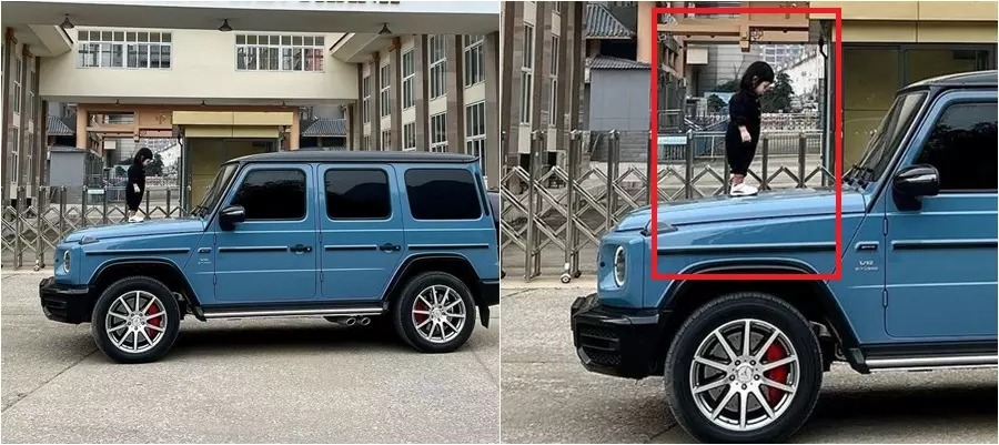 Cường Đôla trước đó cũng bị dân tình nhắc nhở bởi khoảnh khắc để bé Suchin một mình đứng trên nắp capo. Ảnh: FBNV