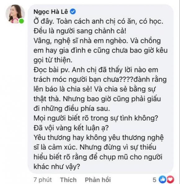 Ngọc Hà lên tiếng trước những lời bàn tán của CDM. Ảnh: FBNV Ngọc Hà lên tiếng trước những lời bàn tán của CDM. Ảnh: FBNV
