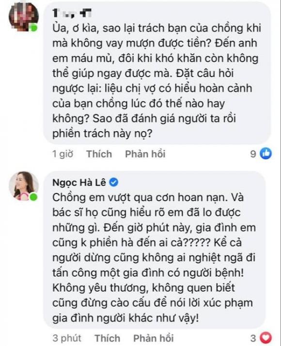 Nhiều người phản ứng trước chia sẻ của Ngọc Hà. Ảnh: FBNV Nhiều người phản ứng trước chia sẻ của Ngọc Hà. Ảnh: FBNV