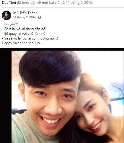 Trấn Thành vẫn lưu giữ hình ảnh bên tình cũ Mai Hồ. Ảnh: FBNV Trấn Thành vẫn lưu giữ hình ảnh bên tình cũ Mai Hồ. Ảnh: FBNV