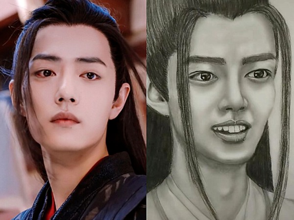 Mỹ nam của Trần Tình Lệnh - Tiêu Chiến có lẽ phải bật khóc khi nhìn thấy những tấm hình phác họa của mình. Ở một bức hình, anh không khác gì một tên 'đầu đường xó chợ' phim cổ trang. Còn ở bức hình khác, nam diễn viên bỗng dưng xuất hiện hàm răng hô