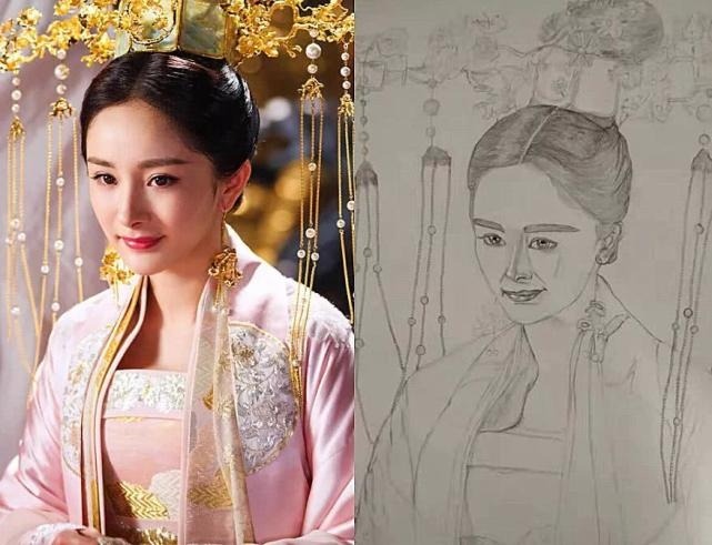 Dương Mịch khi đóng Phù Dao Hoàng Hậu xinh đẹp là thế. Vậy nhưng qua nét phác thảo của sinh viên này, nữ diễn viên như già đi mấy chục tuổi và hoàn toàn có thể chạm ngưỡng U60