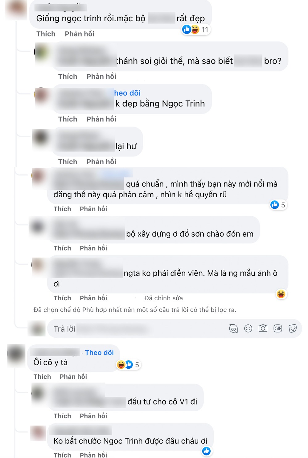 Phản ứng của cư dân mạng trước hình ảnh của Ngọc Anh. Ảnh: FBNV