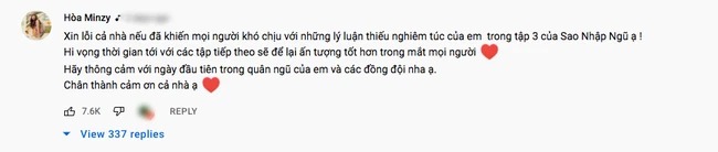Hòa Minzy nhanh chóng gửi lời xin lỗi đến khán giả. Ảnh: Internet Hòa Minzy nhanh chóng gửi lời xin lỗi đến khán giả. Ảnh: Internet