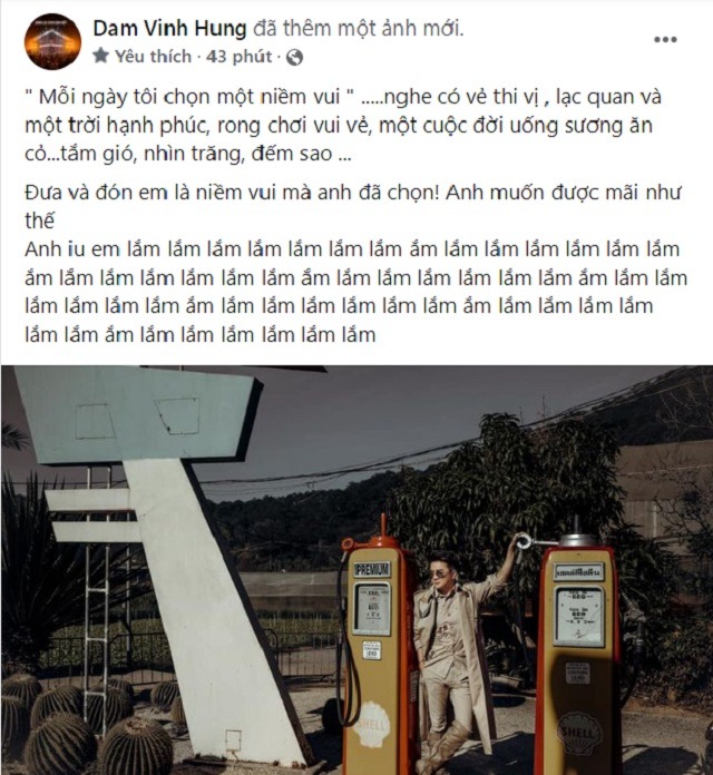 Đàm Vĩnh Hưng bỗng nói lời 'yêu em'. Ảnh: FBNV