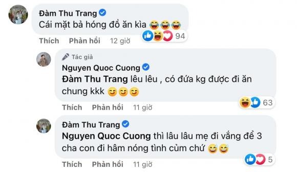Đàm Thu Trang muốn 3 bố con luôn được hâm nóng tình cảm. Ảnh: FBNV Đàm Thu Trang muốn 3 bố con luôn được hâm nóng tình cảm. Ảnh: FBNV