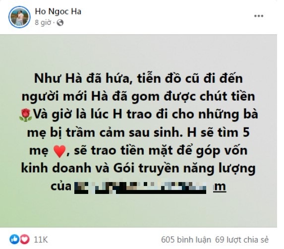 Hồ Ngọc Hà có hành động cực đẹp. Ảnh: FBNV