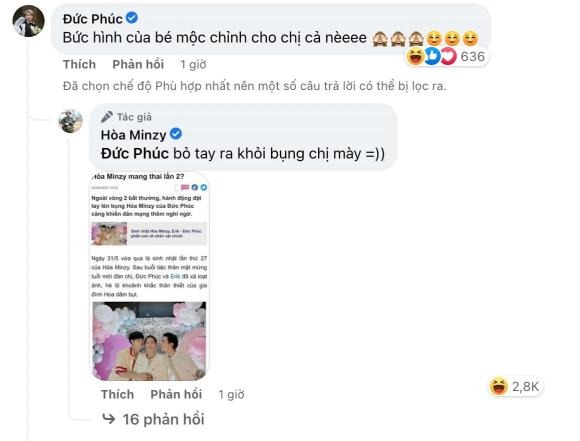 Hòa Minzy 'dằn mặt' Đức Phúc. Ảnh: FBNV Hòa Minzy 'dằn mặt' Đức Phúc. Ảnh: FBNV