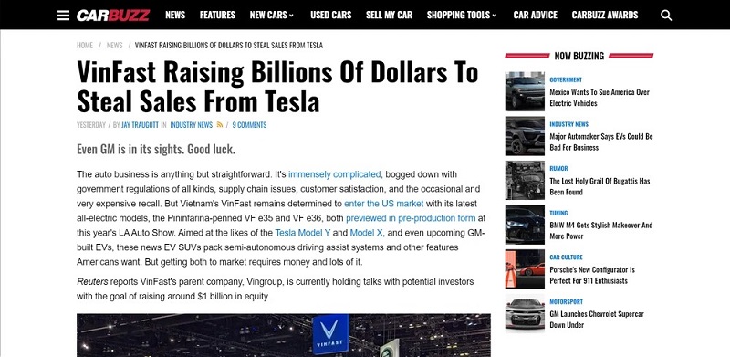 CarBuzz cho rằng VinFast VF e35 và VinFast VF e36 sẽ là đối thủ trực tiếp của Tesla Model Y và Model X