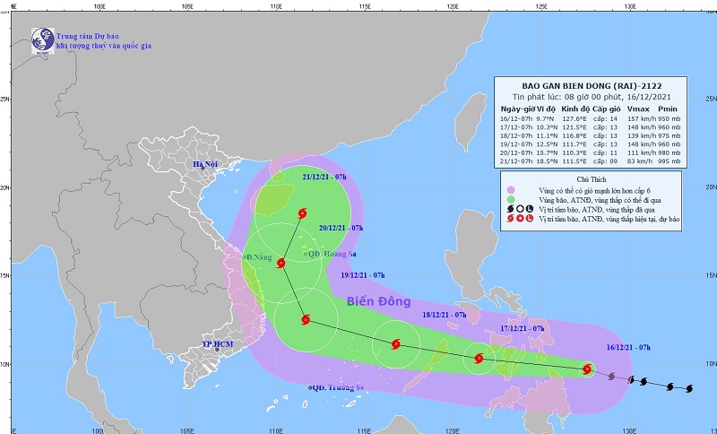 Bão RAI tiếp tục mạnh lên giật cấp 17, càn quét Philippines trước khi vào biển Đông 1