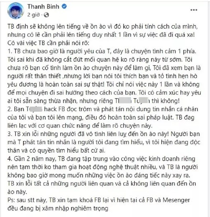 Diễn viên Thanh Bình chính thức lên tiếng về ồn ào 'lăng nhăng, bắt cá nhiều tay' 4