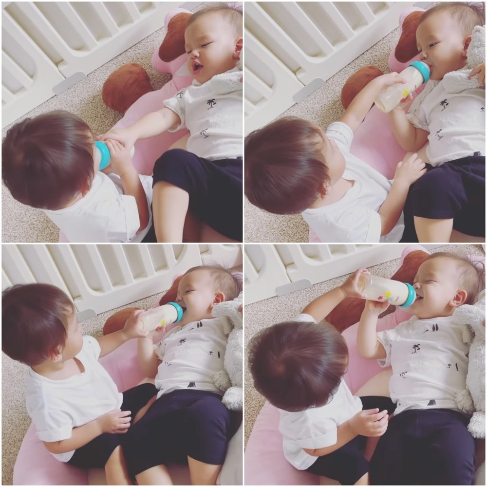 Khi mẹ vắng nhà, Lisa ra dáng chị ba chăm em Leon cực khéo - Ảnh 1