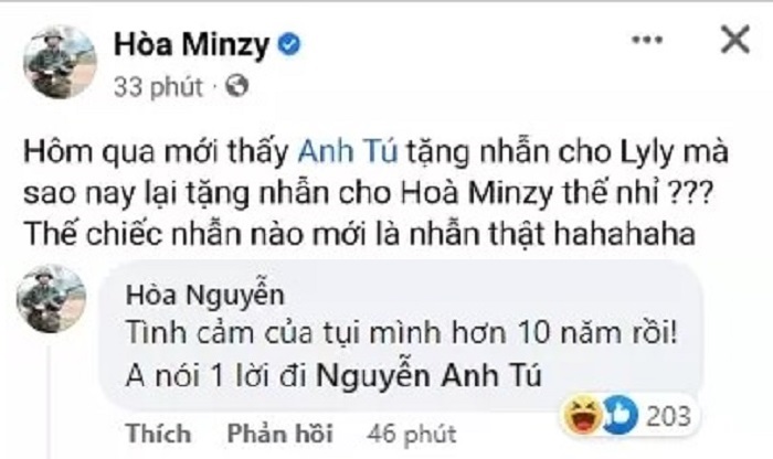 Bình luận của nữ ca sĩ Hòa Minzy với đàn anh Bình luận của nữ ca sĩ Hòa Minzy với đàn anh