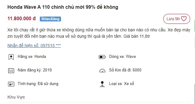 Honda Wave Alpha bất ngờ được rao bán giá cực rẻ, thấp hơn Sirius 2022 tới 7 triệu đồng gây sốt Honda Wave Alpha bất ngờ được rao bán giá cực rẻ, thấp hơn Sirius 2022 tới 7 triệu đồng gây sốt
