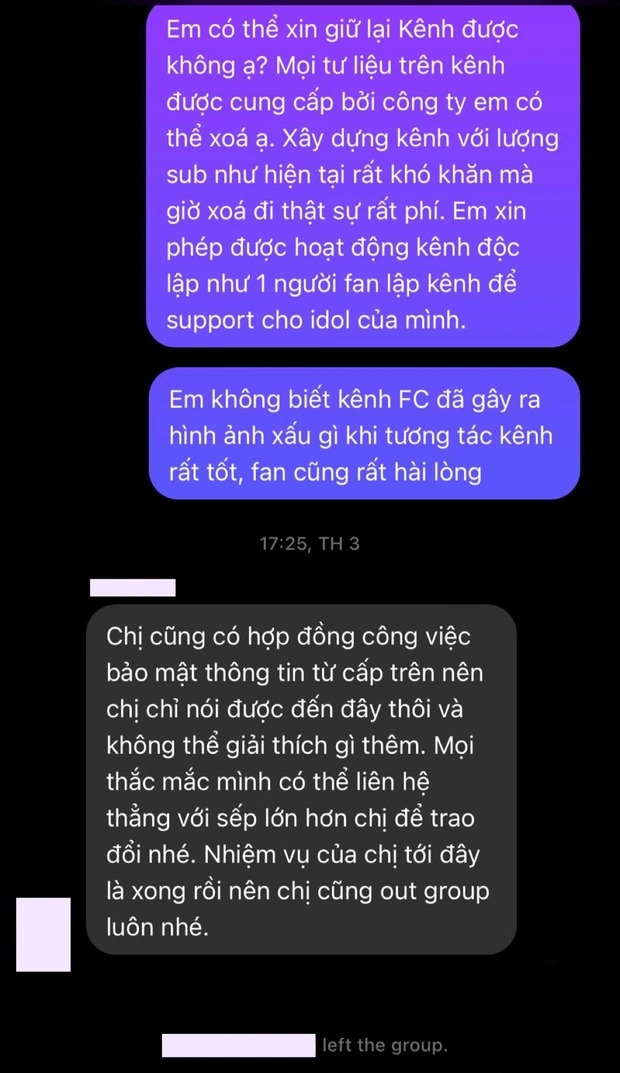 Đoạn tin nhắn được tài khoản tố cáo công khai Đoạn tin nhắn được tài khoản tố cáo công khai